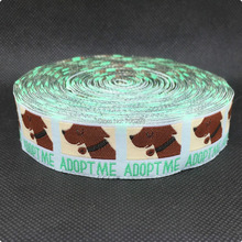 2014 NEW wholesale 7/8'(22 mmx10yards) 100% Polyester Woven Jacquard Ribbon cartoon ribbon "Adopt me "for dog collars 2024 - buy cheap