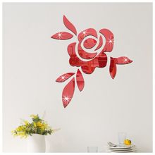 Креативные 3D DIY розы наклейки с цветами декоративные зеркальные настенные наклейки украшение красивое домашнее украшение для гостиной-красный 2024 - купить недорого