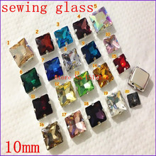 10mm 50Pcs/Lot Sew On Glass Crystal Square Rich Colors Fancy Stone with 4 holes Metal Claw Setting 2024 - buy cheap