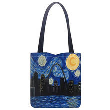 Van Gogh Starry  Nigh Tote Bag Foldable Shopping Bag Reusable Eco Large Unisex Canvas Shoulder Bag Tote Grocery Cloth Pouch 2024 - buy cheap