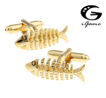 iGame Golden Fish Bone Cuff Links Quality Brass Material Unique Design Free Shipping 2024 - buy cheap