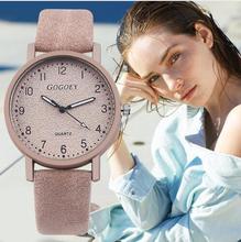 Gogoey marca superior relógios femininos moda couro relógio de pulso senhoras relógio bayan kol saati reloj mujer 2024 - compre barato