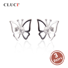 CLUCI-pendientes de plata de ley 925 con forma de mariposa para mujer, aretes en forma de perla, 3 pares, venta al por mayor, SE074SB 2024 - compra barato