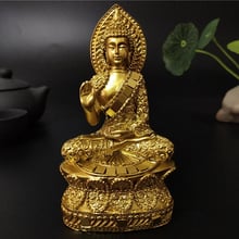 Estatua de Buda de Tailandia dorada para decoración del jardín del hogar, escultura de Buda de Feng Shui, meditación, orar, adornos de paisaje 2024 - compra barato