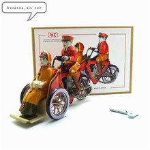 Винтажный Ретро игрушечный трехколесный велосипед, оловянные игрушки, классика, Заводной, ветряной, трехколесный велосипед, оловянная игрушка для взрослых, детей, коллекционный подарок 2024 - купить недорого