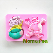 Mom&Pea 0455 Free Shipping Santa Claus & Snowman Shaped Silicone Mold Cake Decoration Fondant Cake 3D Mold 2024 - buy cheap