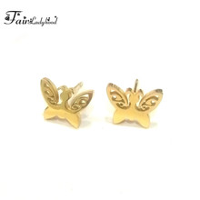 FairLadyHood High Quality 2017 New Arrival Cute Lovely Hallow Butterfly Gold Color Stud Earrings for Women Girls Earring Jewelry 2024 - buy cheap