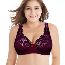 Sutiã floral renda feminino, lingerie com fio, plus size, b c d dd e f 2024 - compre barato