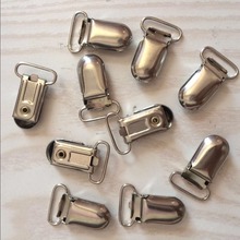 Clips metálicos para chupete, clips metálicos para tirantes de 20mm, metal plateado, para ropa, prendedor de dientes de plástico, 100 unids/lote 2024 - compra barato