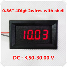 Voltímetro Digital RD 0,36 "DC 3,50-30,00 V, 2 cables de 4 dígitos con pantalla LED a Color, medidor de Panel de voltaje de coche, 4 unids/lote 2024 - compra barato