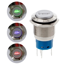 Car Kit Switch 19mm LED Momentary Horn Button Metal Push Button Lighted Switch 12V Auto Interior Led Power Switch momentary type 2024 - buy cheap