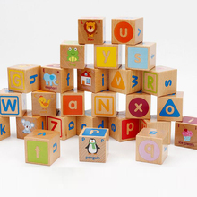 Детский деревянный кубик-головоломка, 26 букв алфавита 2024 - купить недорого