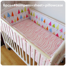 Promotion! 6PCS baby girl crib bedding set (bumpers+sheet+pillow cover) 2024 - buy cheap