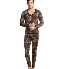 Shino, хлопковый мужской термальный комплект нижнего белья, костюм с леопардовым принтом, сохраняющий тепло, подштанники, длинная рубашка, зимняя одежда для сна, M-XL 2024 - купить недорого