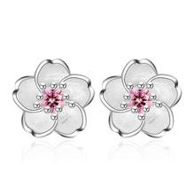 100% Authentic 925 Sterling Silver Elegant CZ Flower Stud Earrings For Women sterling-silver-jewelry Original Gift KY450 2024 - buy cheap