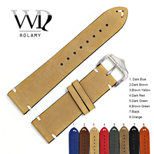 Rolamy Watch Band 20 22 24mm Leather Watchband For Rolex Omega Submariner Daytona Panerai Cowhide Suede Black Vintage Watch Belt 2024 - buy cheap