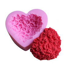 Инструменты для украшения торта 3D сердце силиконовая форма в виде цветка розы помадка подарок украшение Шоколадное Мыло с запахом печенья глина формы для выпечки 2024 - купить недорого