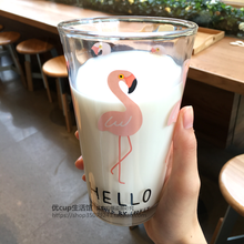 450 мл креативное Термостойкое стекло Фламинго летний холодный напиток большая емкость Молочный Сок Бытовая чашка для воды свадебный подарок 2024 - купить недорого
