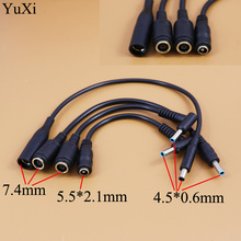 Yuxi conector dc 7.4*5.0mm fêmea para 4.5*3.0 4.5*0.6mm macho de energia dc azul adaptador de cabo de carregador para hp ultrabook 2024 - compre barato