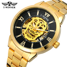 Relógio mecânico vintage dourado, relógio de pulso masculino de alta qualidade em aço inoxidável, presente para envio 2024 - compre barato
