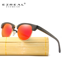 EZREAL-gafas de sol de bambú para dama, anteojos de sol femeninos de medio marco, de madera, estilo Vintage, hechos a mano 2024 - compra barato