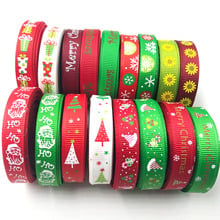 (10 Yards/lot) 3/8'' (10mm) White,Green,Red Random 17 styles Printing Grosgrain Satin Ribbons Christmas Decoration 2024 - buy cheap