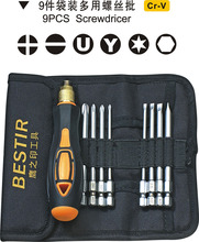 BESTIR-CR-V de herramientas de mano, mango de acero TPR, 9 piezas, juego de destornilladores, U y star torx, phillips, plano, T6, T10, T15, PH0, ph1-3,0-4,0 2024 - compra barato