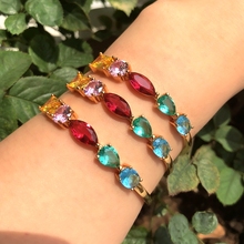 Pulsera de circonia cúbica multicolor para mujer, brazalete ajustable con forma geométrica, color dorado, joyería Bohemia 2024 - compra barato