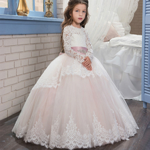 New Arrivals Flower Girls Lace Appliques Cap Sleeve Ball Gowns Beading Floor Length Pageant First Communion Dresses Wedding Gown 2024 - buy cheap