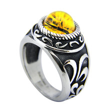 1pc Newest Design Yellow Eye Ball Ring 316L Stainless Steel Jewelry Band Party Eyeball Cool Ring 2024 - buy cheap
