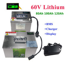 Paquete de batería de litio de 60V, 80ah/100ah/120ah, con BMS para coches de turismo/motocicletas eléctricas + cargador de 67,2 V 10A 2024 - compra barato