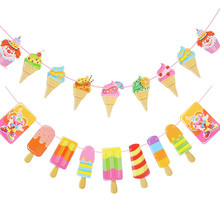 Summer Cool Ice Cream Popsicle Banner Bunting for Tropical Hawaii Party Bar Ice Pop Garland Kid Birthday Party Decoration 2024 - buy cheap
