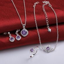 Conjunto de joias de prata esterlina 925, conjunto de joias fashion com brinco para colar 429, anel 463-8 /imfardma sarijazaba 2024 - compre barato