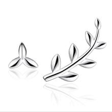 Pendientes de plata esterlina 925 para mujer y niña, aretes asimétricos de hojas de árbol de primavera, joyería de moda 3Y171, novedad 2024 - compra barato