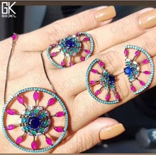 GODKI Luxury Flower Blossom Brazil Ring Necklace Earring Sets For Women Wedding Cubic Zircon Crystal CZ Dubai Bridal Jewelry Set 2024 - buy cheap