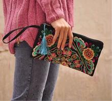New Fashion Embroidered Women Small Day Clutches!Nice Handmade Flower Embroidery Lady Canvas Flap Tassel Totes All-match Carrier 2024 - buy cheap