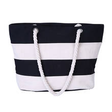 FGGS Hot Women Beach Canvas Bag Fashion Stripes Printing Handbags Ladies Large Shoulder Bag Totes Casual Bag Shopping Bags 2024 - buy cheap