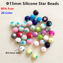 Chengkai 100 peças de miçangas de silicone, pingentes de estrela de 15mm, faça você mesmo, berloques de mastigação para brinquedos, acessórios de colar 2024 - compre barato