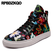 Designer Hip Hop Casual Embroidery High Top Trainers Shoes Sneakers Elevator Flower Boys Black Skate Men Embroidered Floral 2024 - buy cheap