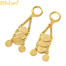 Ethlyn Jewelry Gold Color Coin Dangle  Earrings Middle East Women Coins  Jewelry Wholesale Round Dangle Drop Earrings E57 2024 - buy cheap