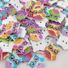 100Pcs Colorful Print Owl Tower Wood Buttons Clothing Sewing Tool Accessories WB207 2024 - buy cheap