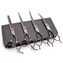 4Pcs Suit 7" 19.5cm Engraving Logo Pets Hair Shears Cutting+Thinning+UP&Down Curved Shears Dog Cat Shears Grooming-for-dog C3002 2024 - buy cheap