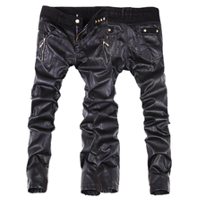 Pantalones vaqueros ajustados de cuero para hombre, pantalón de moto, talla 28-36, B104, gran oferta 2024 - compra barato