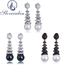 Slovecabin Real 100% 925-Sterling-Silver Dangle Drop Earrings With Clear CZ For Women Fashion Jewelry Making Wholesale Earrings 2024 - buy cheap