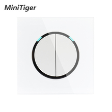 Minitiger 2019 New Arrival Crystal Glass Panel 2 Gang 1 Way Random Click On / Off Wall Light Switch With LED Indicator 2024 - buy cheap