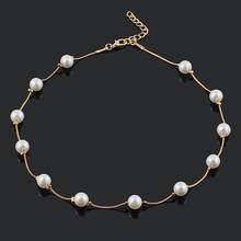 Fashion Charm Jewelry Pendant Chain Faux Pearl Choker Short Necklace Gold Silver Color Statement Neck Chain Wholesale Jewelry 2024 - buy cheap