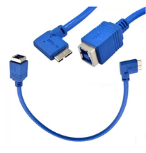 90 градусов левый угол Micro USB3.0 B штекер к порту принтера USB 3,0 B мама M/F адаптер Jack кабель для передачи данных Шнур 2024 - купить недорого