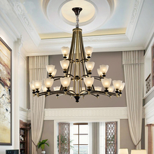 Duplex Staircase Chandelier Villa Living Room Glass Lamps European Retro Restaurant Art Chandeliers Hotel Club Hall Chandeliers 2024 - buy cheap