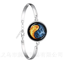 Fire And Water Symbol Jewelry Yin Yang Glass Dome Bracelet Taoism Buddhism Spiritual Yin-Yang Harmony Silver Plated Bangle 2024 - buy cheap