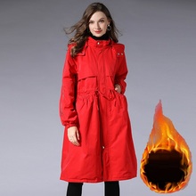 Winter Warm Fleece Hooded Long Trench Coat Female Windproof Loose Outerwear Fashion Brand Zipper Drawstring Overcoats Clothes 2024 - buy cheap